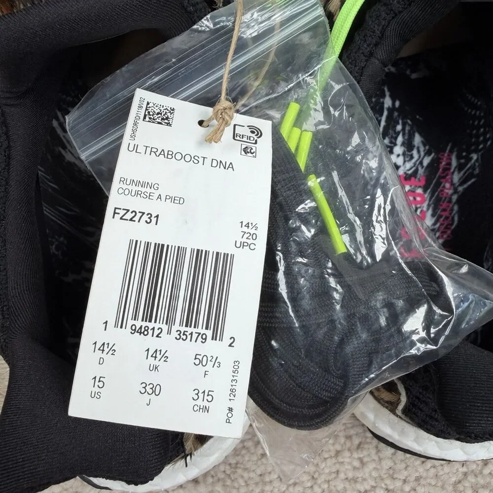 Adidas UltraBOOST DNA Black Leopard Men's Size 15 Running Shoes FZ2731 NEW